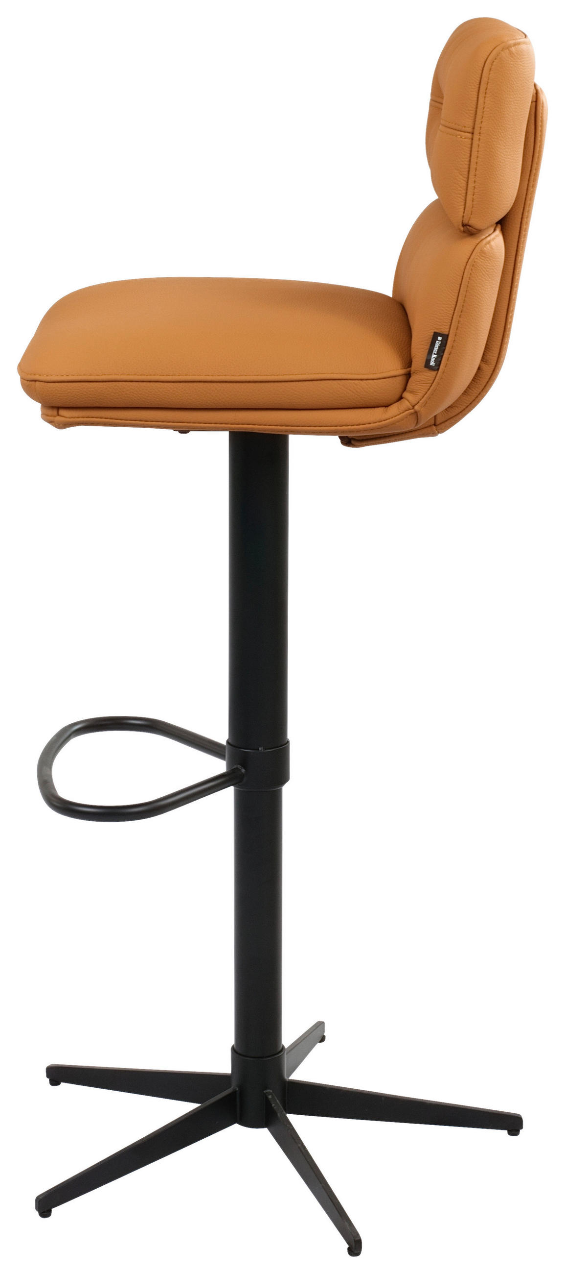 BARHOCKER Echtleder Schwarz, Cognac Eisen Lederauswahl, Stoffauswahl, Wippfunktion, Sitzfläche 360° drehbar  - Cognac/Schwarz, Design, Leder/Metall (42/99-117/50cm) - Dieter Knoll