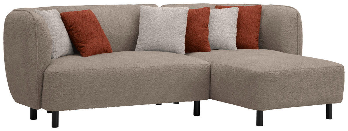 ECKSOFA Chenille Braun  - Sandfarben/Rostfarben, Design, Holz/Textil (236/148cm) - Lomoco