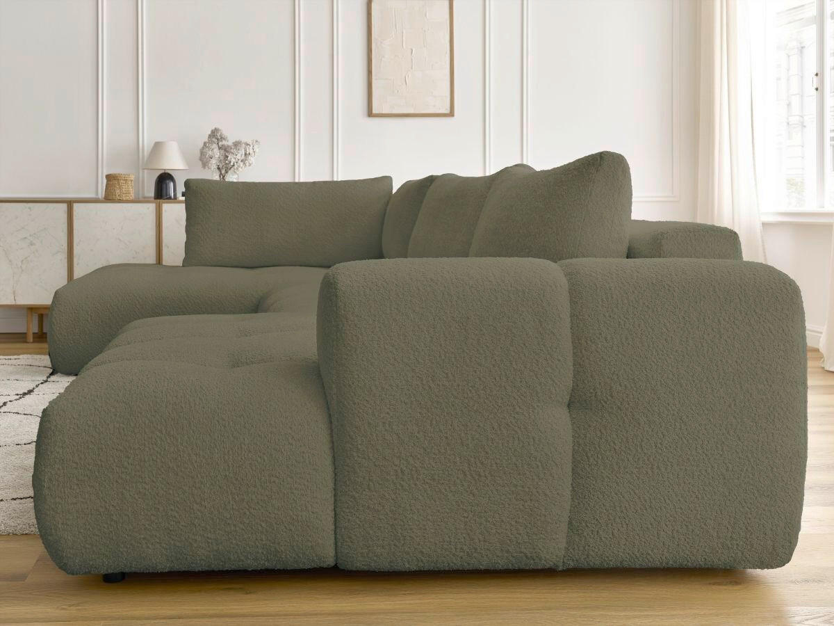 WOHNLANDSCHAFT  FUJI  Grün Bouclé  - Schwarz/Grün, MODERN, Kunststoff/Textil (204/377/160cm)