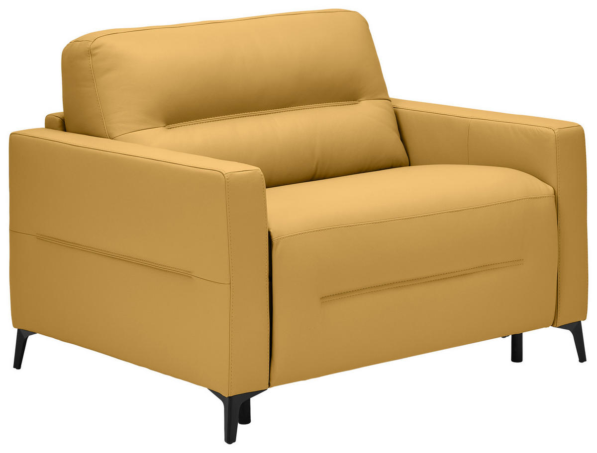 SCHLAFSESSEL Echtleder Senfgelb    - Senfgelb/Schwarz, Design, Leder/Metall (115/89/97cm) - Novel