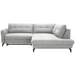 ECKSOFA in Flachgewebe, Leinenoptik Silberfarben  - Silberfarben/Schwarz, Design, Textil/Metall (247/208cm) - Xora