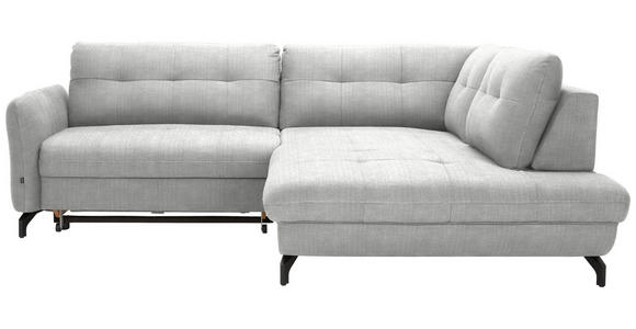 ECKSOFA in Flachgewebe, Leinenoptik Silberfarben  - Silberfarben/Schwarz, Design, Textil/Metall (247/208cm) - Xora