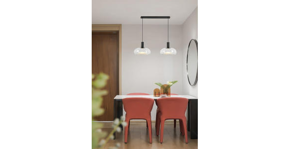 HÄNGELEUCHTE 98,5/37/183 cm - Schwarz, Design, Glas/Metall (98,5/37/183cm) - Dieter Knoll