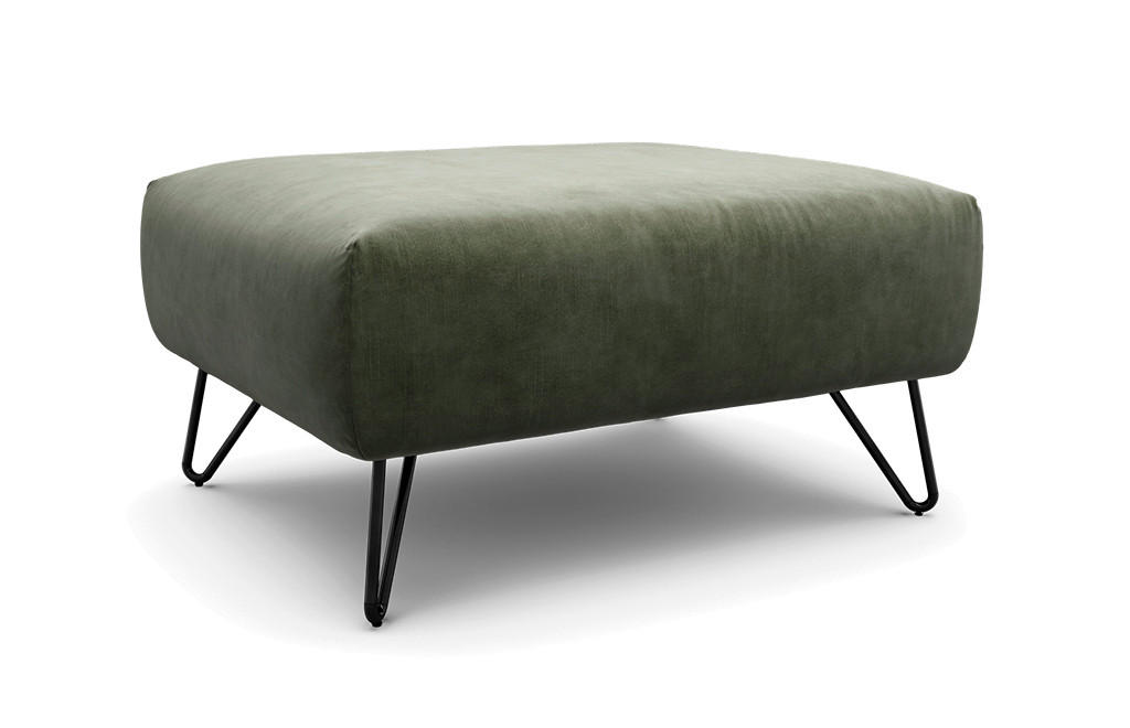 HOCKER Samt Waldgrün  - Waldgrün/Schwarz, Design, Textil/Metall (90/70/46cm) - SENSOO