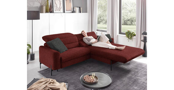 ECKSOFA in Flachgewebe Rot 252/191 cm - Rot/Schwarz, Design, Textil/Metall (252/191cm) - Dieter Knoll