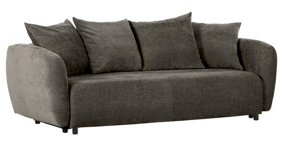 SCHLAFSOFA mit Liegefunktion, Schlafen auf Sitzhöhe, Rücken echt Flachgewebe Dunkelgrau - Dunkelgrau/Schwarz, KONVENTIONELL, Kunststoff/Textil (250/74/108cm) - Carryhome