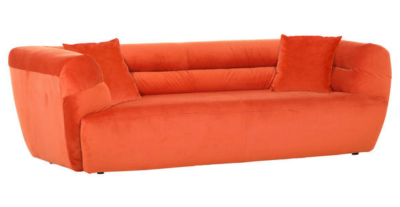 BIGSOFA Samt Orange  - Schwarz/Orange, KONVENTIONELL, Kunststoff/Textil (240/73/100cm) - Carryhome