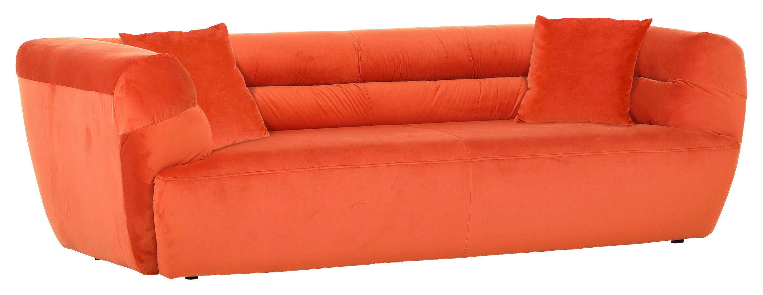 BIG SOFFA i sammet orange  - orange/svart, Klassisk, textil/plast (240/73/100cm) - Carryhome