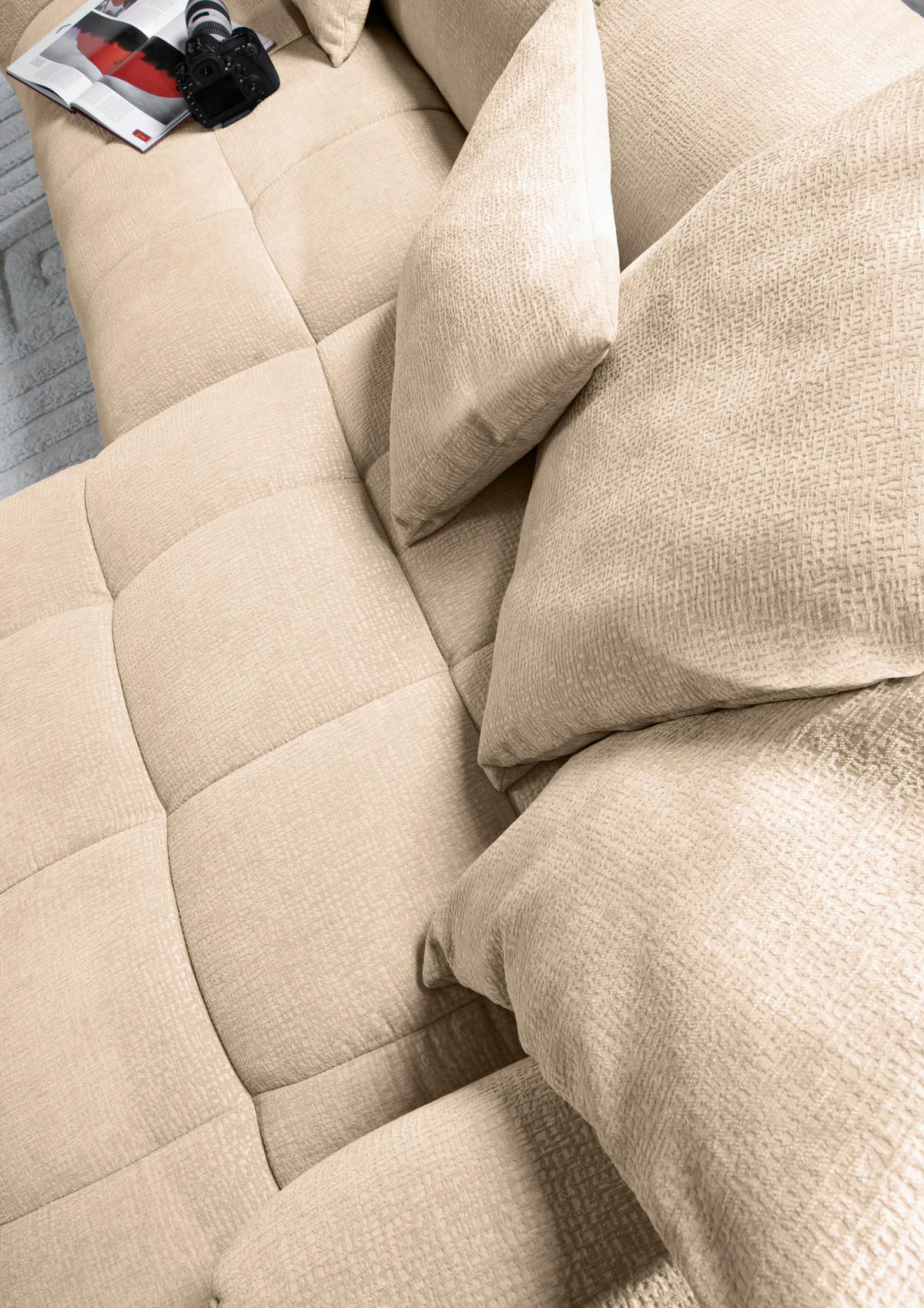 ECKSOFA in Flachgewebe Schlammfarben  - Schlammfarben/Schwarz, Konventionell, Kunststoff/Textil (280/170cm) - Carryhome