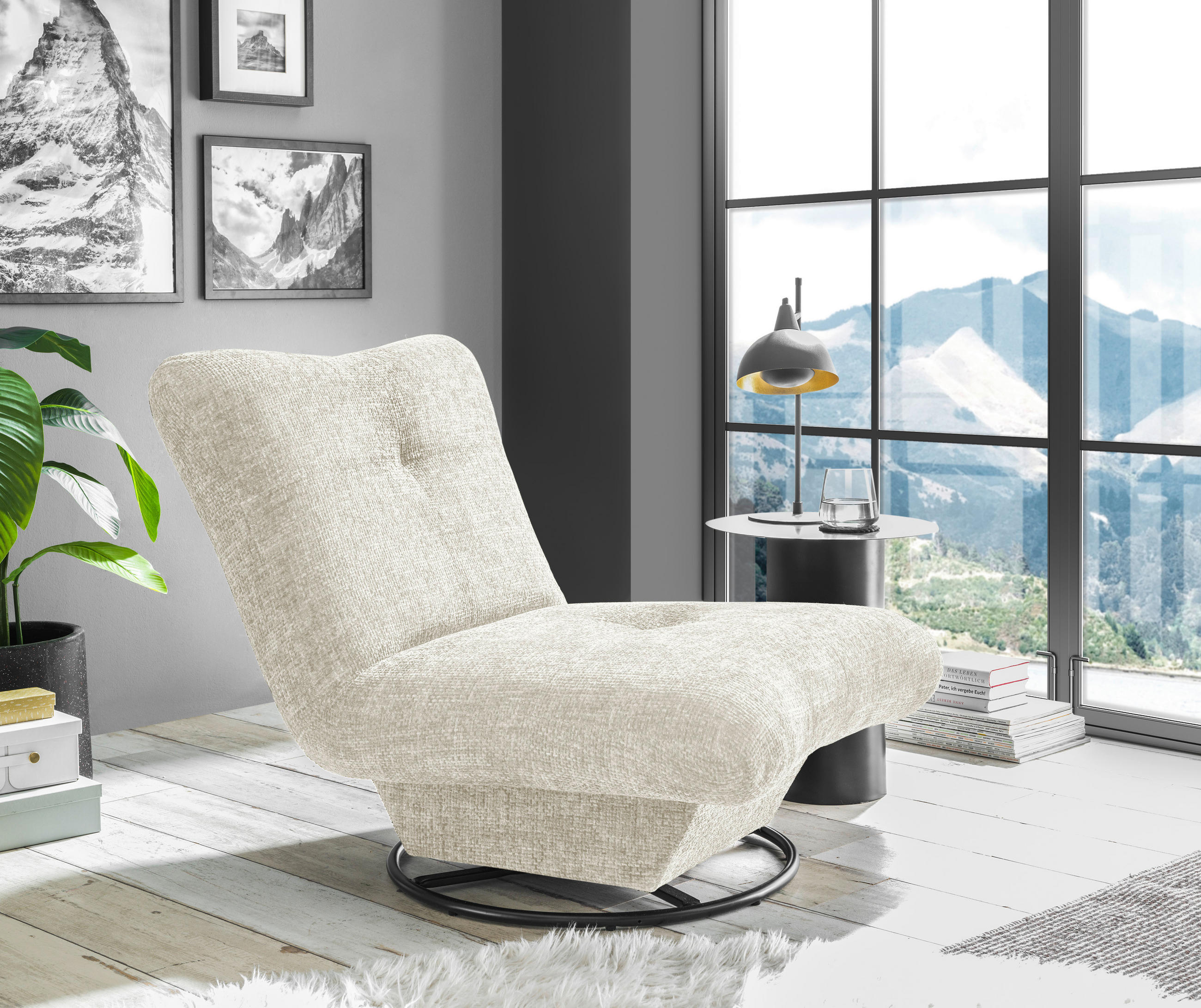 SESSEL in Webstoff Beige  - Beige/Schwarz, Konventionell, Textil/Metall (96/75/93cm) - MID.YOU