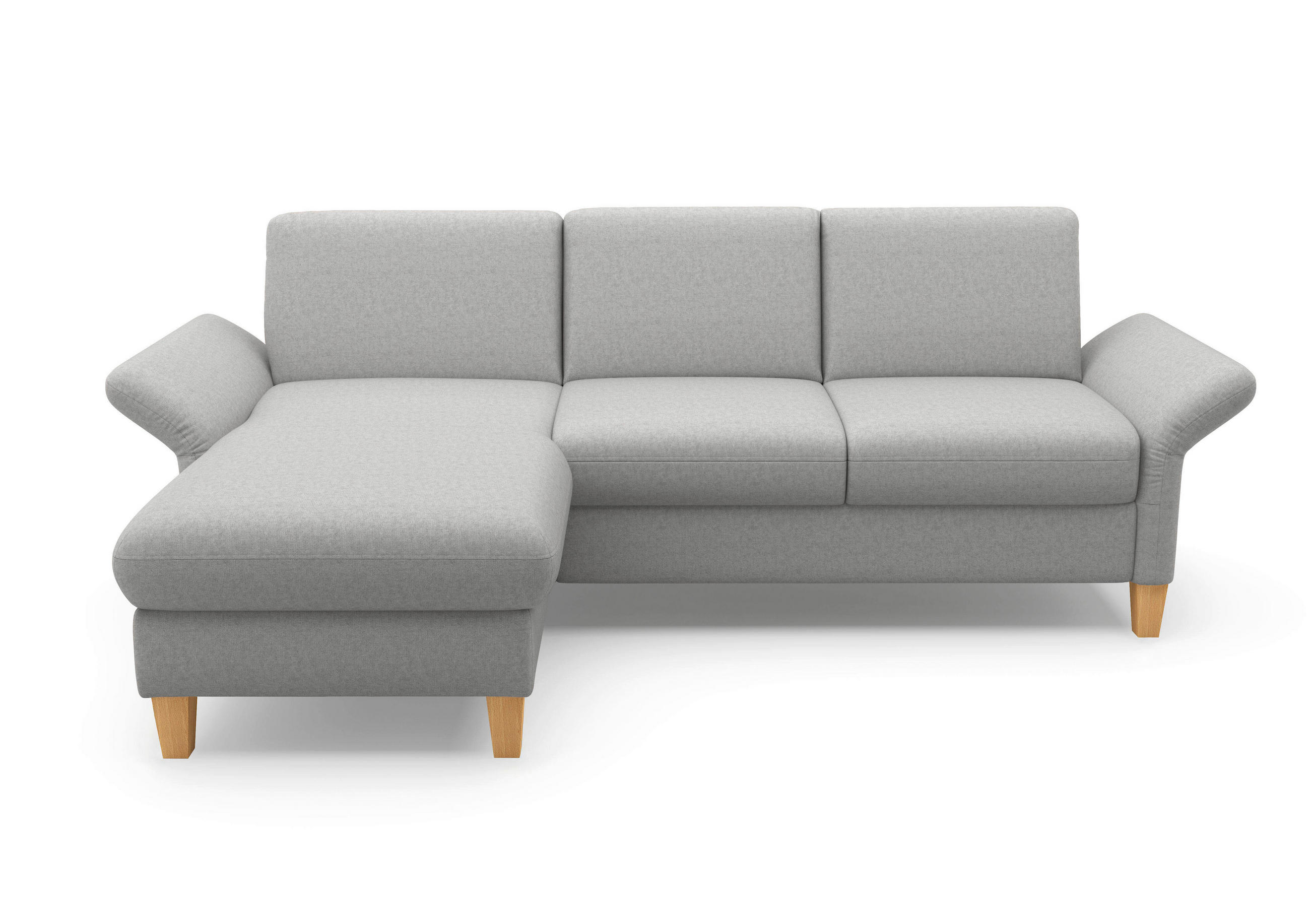 ECKSOFA ROCHELLE E Hellgrau Flachgewebe  - Eichefarben/Hellgrau, KONVENTIONELL, Holz/Textil (164/251cm) - Sit & More