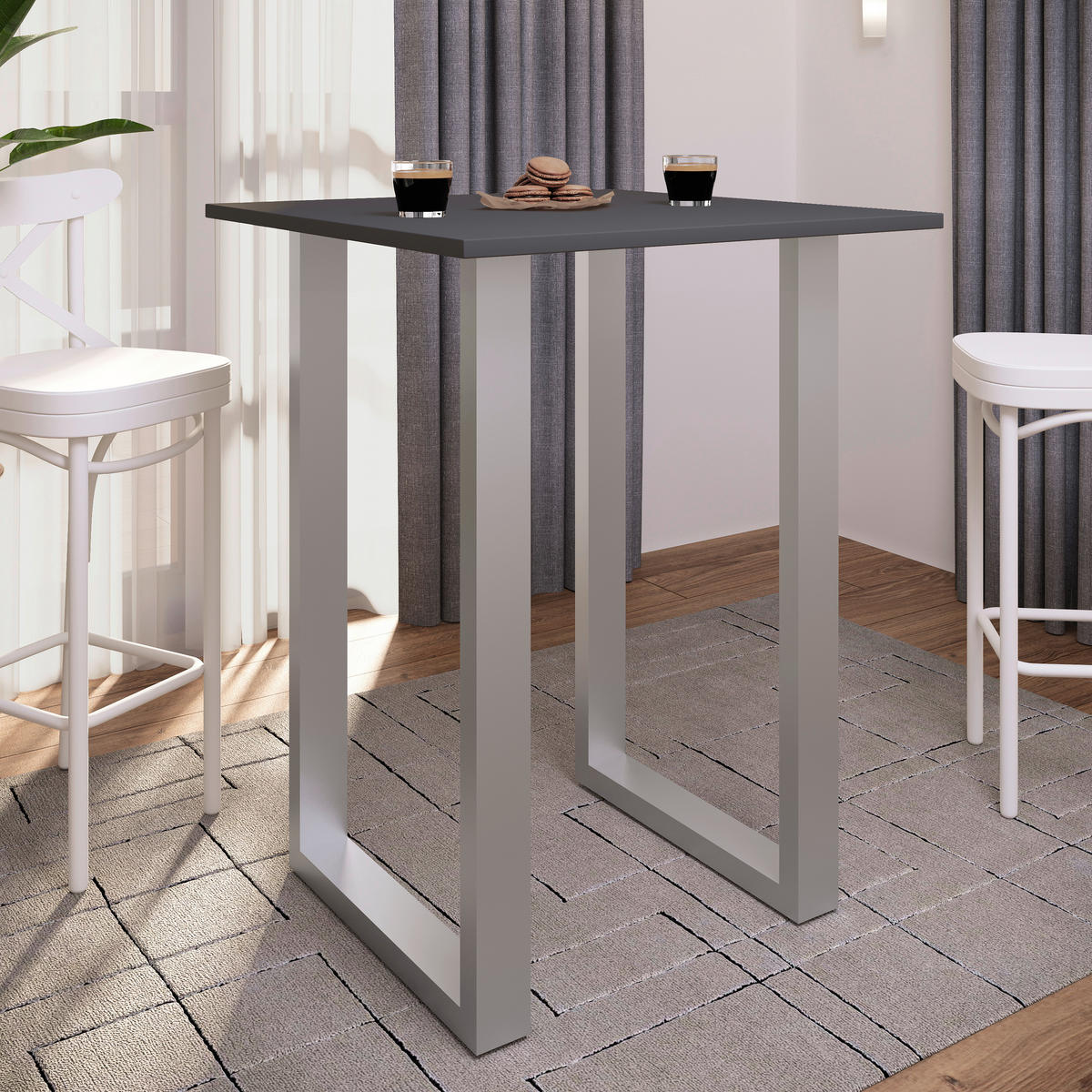 BARTISCH in Metall, Holzwerkstoff 80/102/50 cm   - Anthrazit/Silberfarben, KONVENTIONELL, Holzwerkstoff/Metall (80/50/102cm)