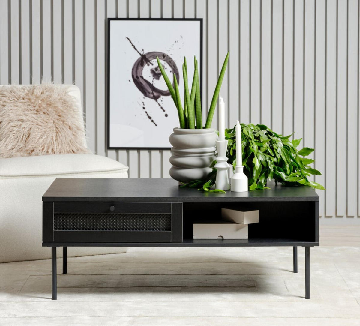SOFFBORD - svart, Trend, metall/trämaterial (110/42/60cm) - Best Price