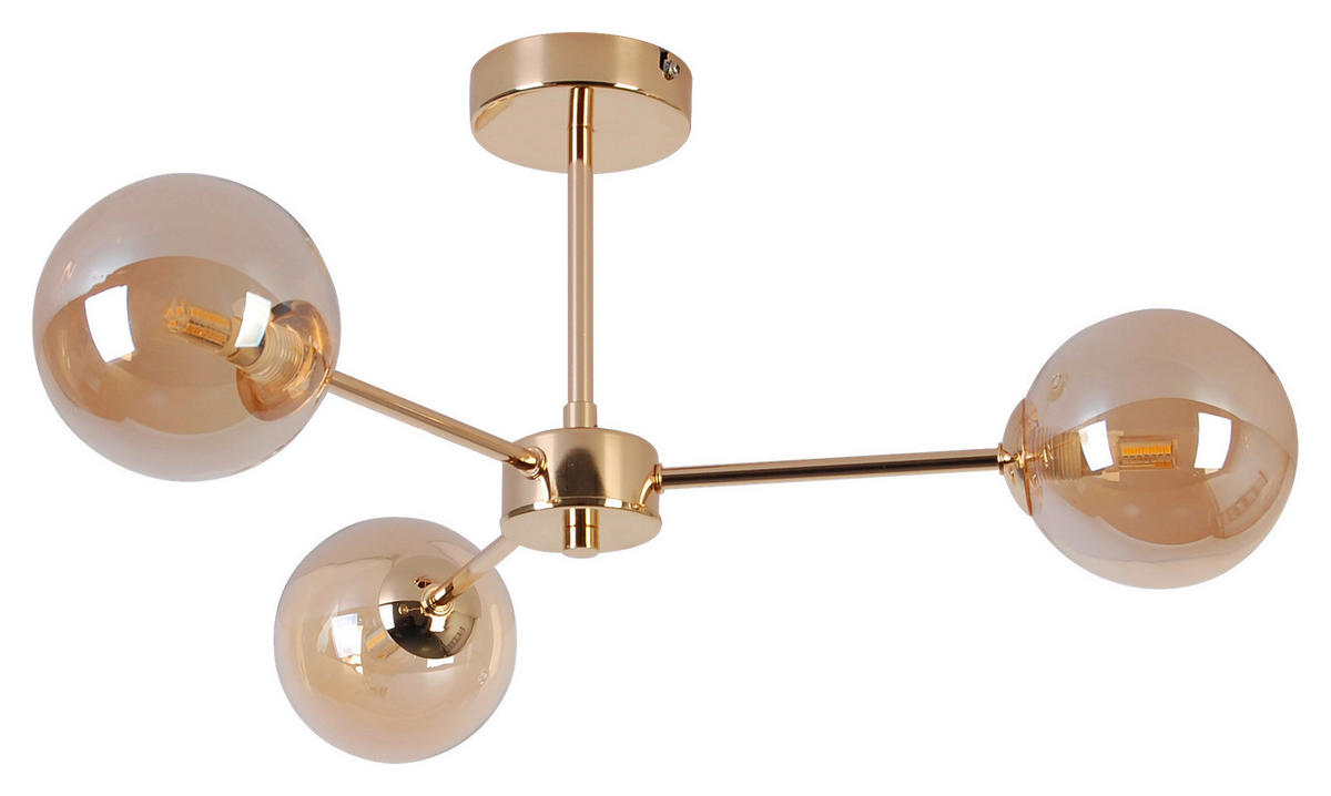 DECKENLEUCHTE 62/62/25 cm   - Bernsteinfarben, Trend, Glas/Metall (62/62/25cm) - Novel