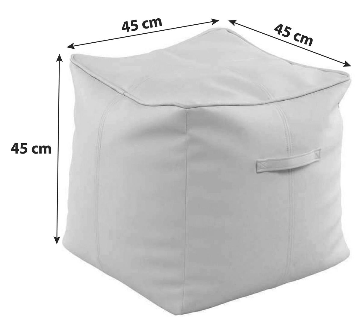 TABURETKA „PUFF“, 45/45/45 cm - biela, Basics, textil/plast (45/45/45cm)