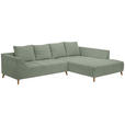 ECKSOFA  in Flachgewebe Hellgrün  306/202 cm  - Buchefarben/Hellgrün, KONVENTIONELL, Holz/Textil (306/202cm) - Carryhome