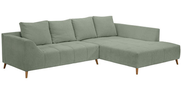 ECKSOFA  in Flachgewebe Hellgrün  306/202 cm  - Buchefarben/Hellgrün, KONVENTIONELL, Holz/Textil (306/202cm) - Carryhome
