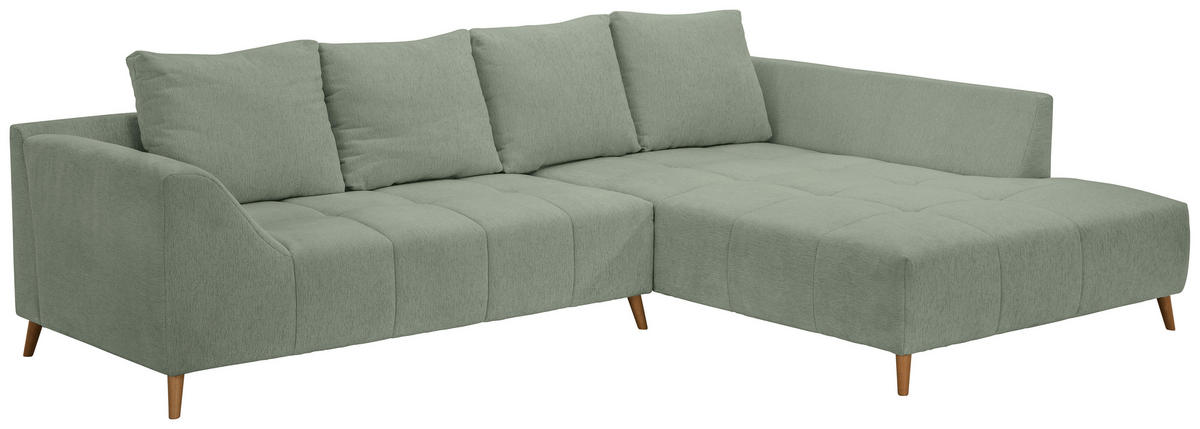 ECKSOFA Hellgrün Flachgewebe  - Buchefarben/Hellgrün, KONVENTIONELL, Holz/Textil (306/202cm) - Carryhome