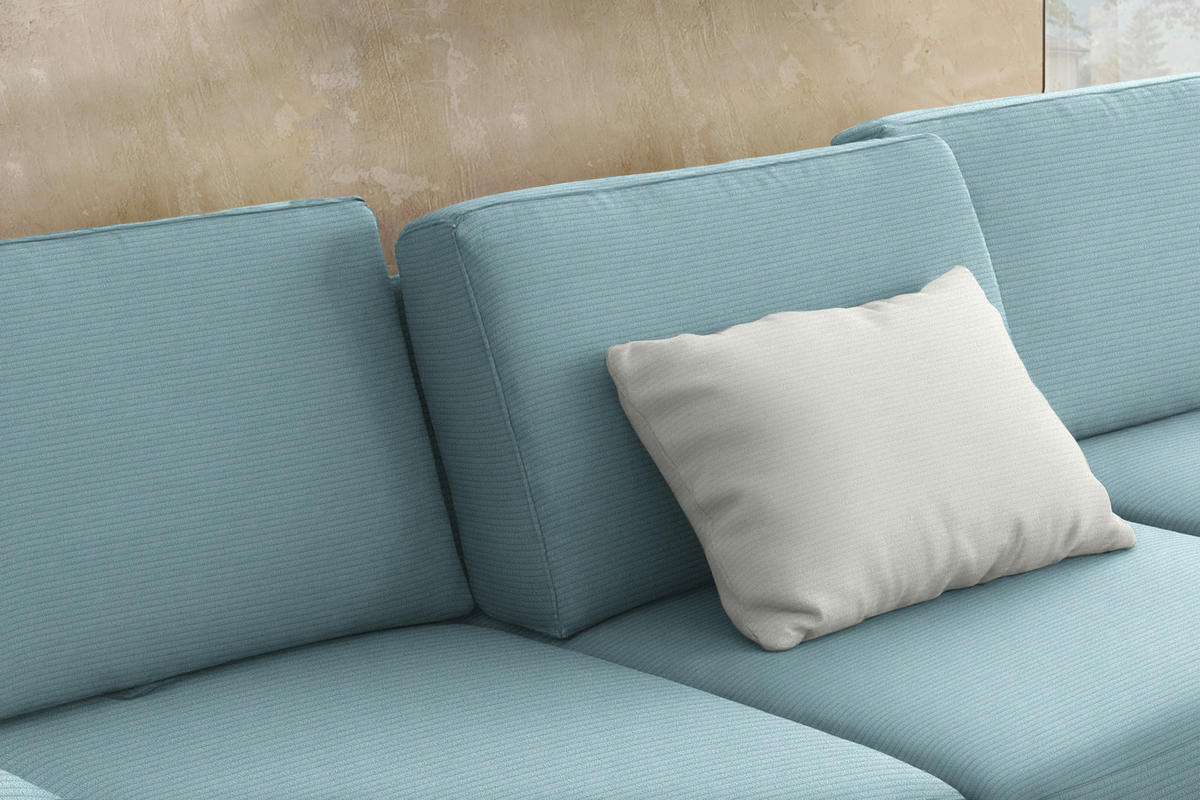 ECKSOFA Cord Hellblau  - Schwarz/Hellblau, Design, Textil/Metall (298/185cm) - Pure Home Lifestyle