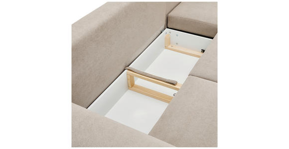 ECKSOFA in Webstoff Beige 250/145 cm - Beige/Naturfarben, KONVENTIONELL, Holz/Textil (250/145cm) - Carryhome