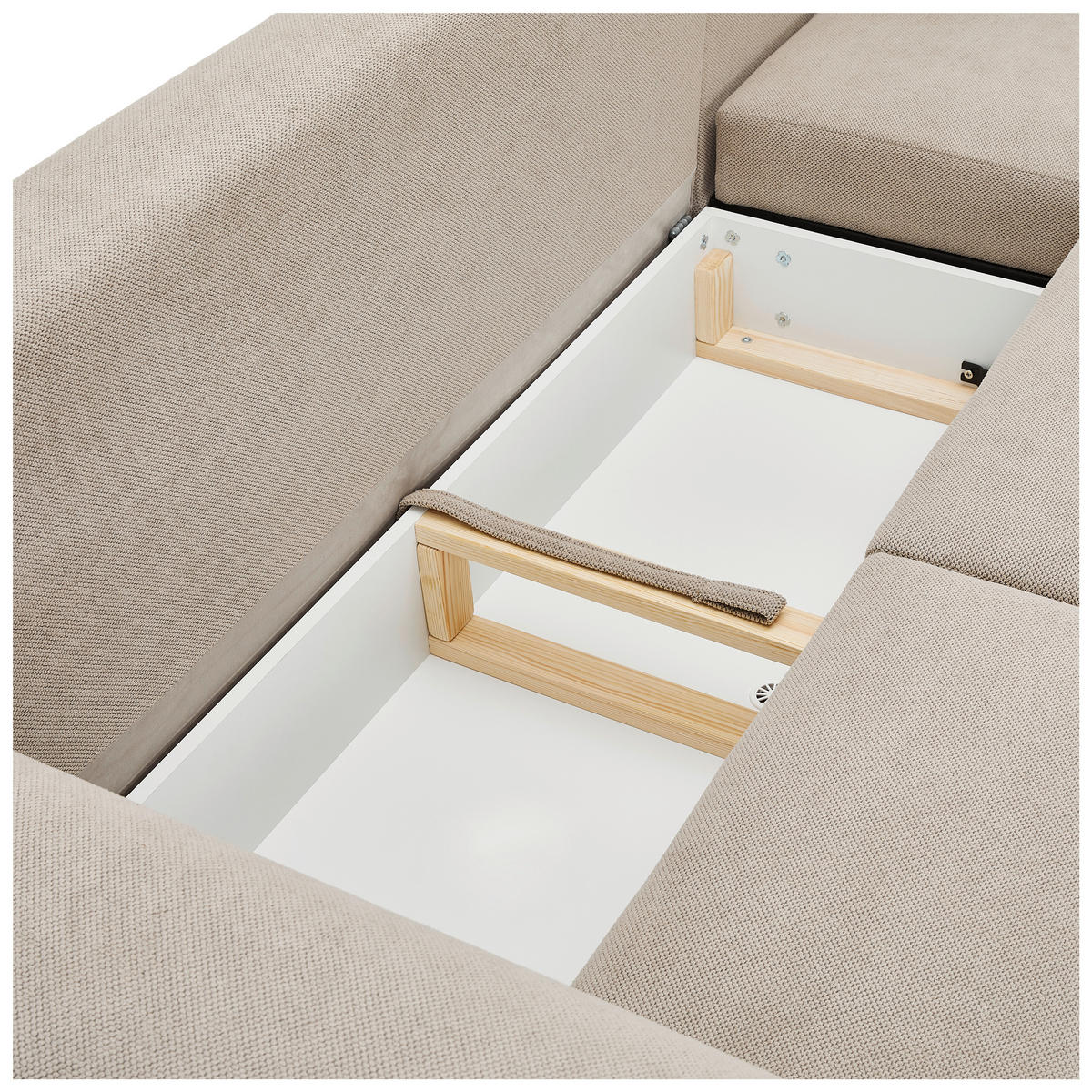 ECKSOFA in Webstoff Beige  - Beige/Naturfarben, Konventionell, Holz/Textil (250/145cm) - MID.YOU