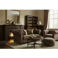 CHESTERFIELD-SOFA Samt Schwarz, Taupe  - Taupe/Schwarz, Trend, Holz/Textil (165/73/87cm) - Xora