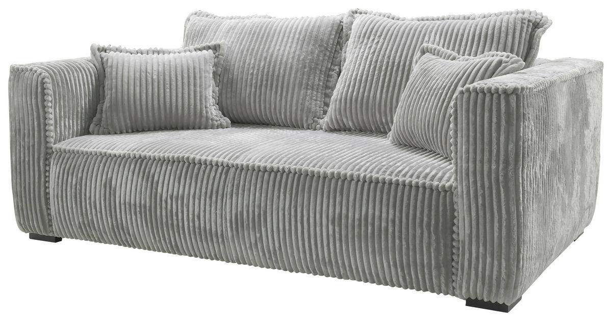 SOFA in Cord Hellgrau  - Hellgrau/Schwarz, Design, Holz/Textil (223/95/121cm) - MID.YOU