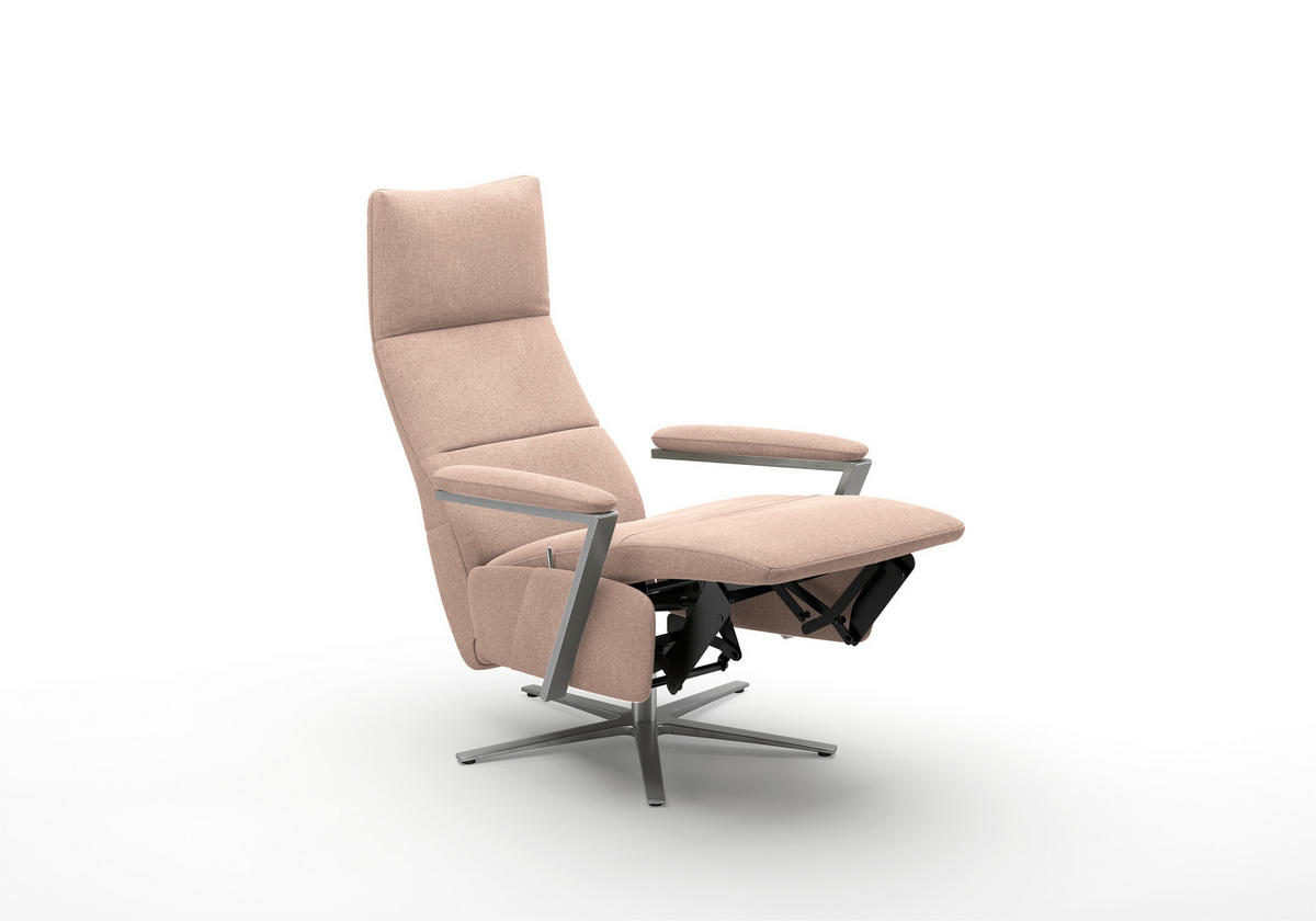 RELAXSESSEL TV VARIO COMFORT E L3 Flachgewebe Kopfteilverstellung, Rücken echt    - Silberfarben/Altrosa, Basics, Textil/Metall (70/128/85cm) - Sit & More