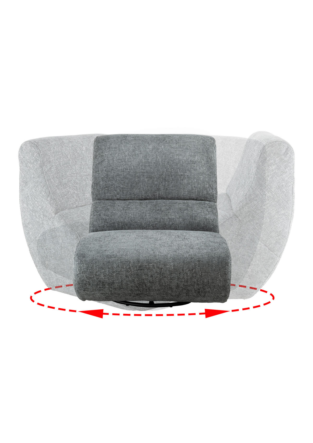 SESSEL Cord Grau    - Schwarz/Grau, Design, Textil/Metall (74/85/105cm) - Livetastic