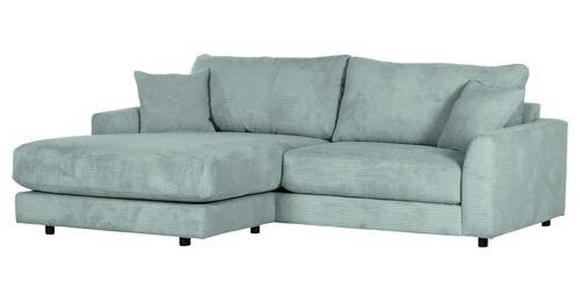 ECKSOFA Hellblau Cord  - Schwarz/Hellblau, Design, Kunststoff/Textil (240/175cm) - Landscape