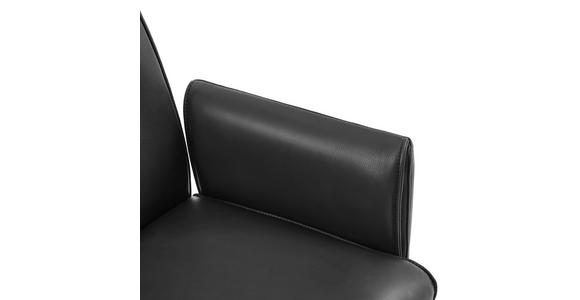 ARMLEHNSTUHL in Aluminium Echtleder pigmentiert - Schwarz, MODERN, Leder/Metall (61/86-93/66cm) - Novel