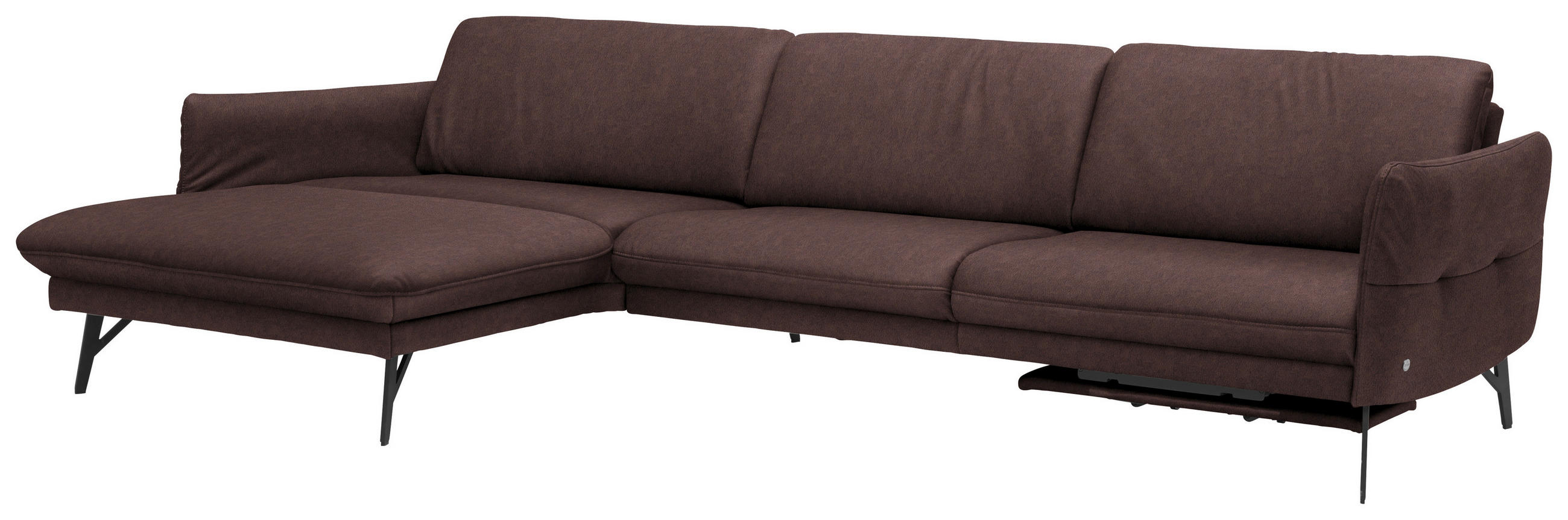 ECKSOFA Braun Echtleder  - Anthrazit/Braun, Design, Leder/Metall (174/330cm) - Himolla