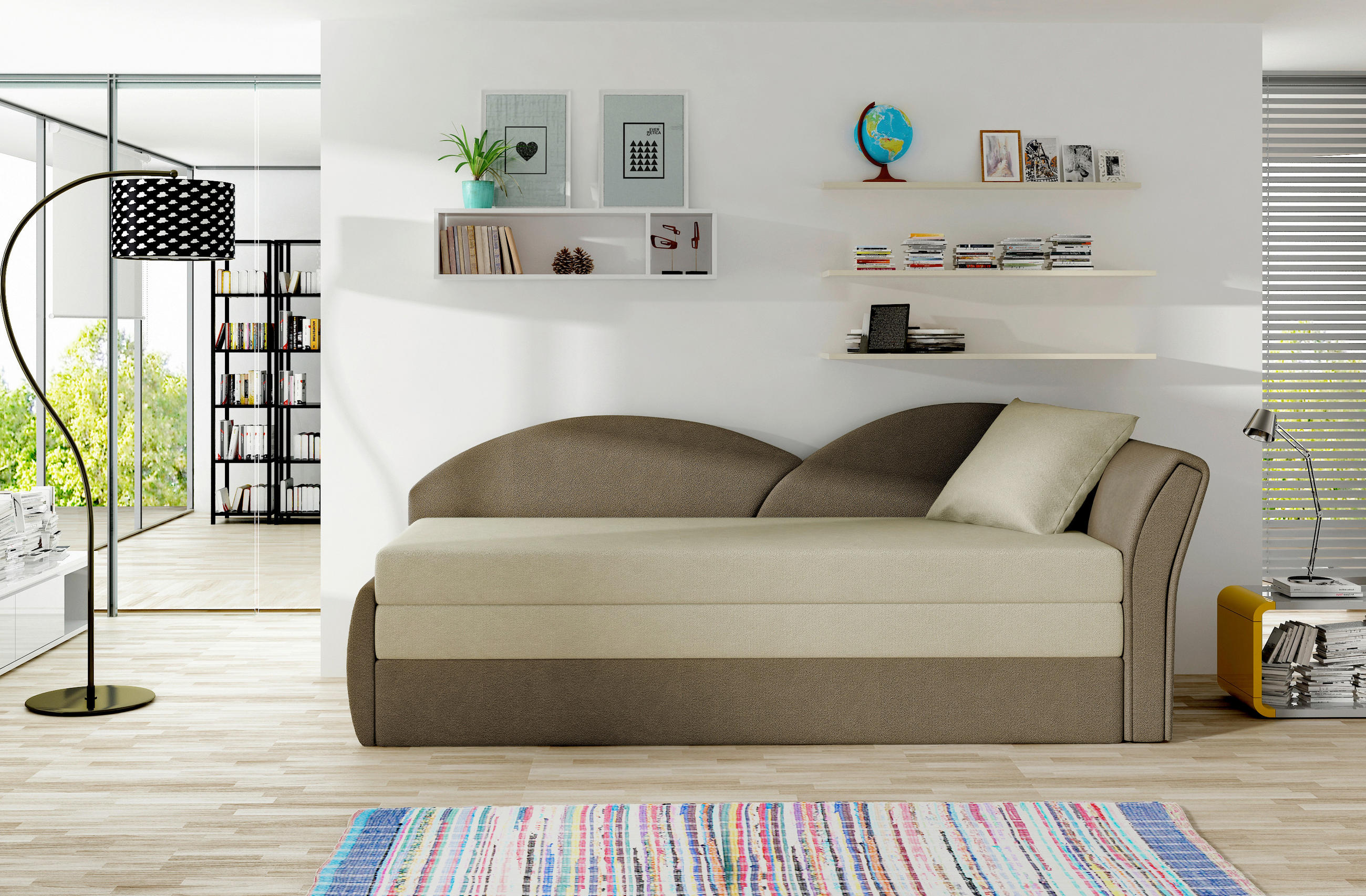 RÉCAMIERE Samt Braun, Beige  - Beige/Erlefarben, Design, Kunststoff/Textil (218/80cm) - MID.YOU