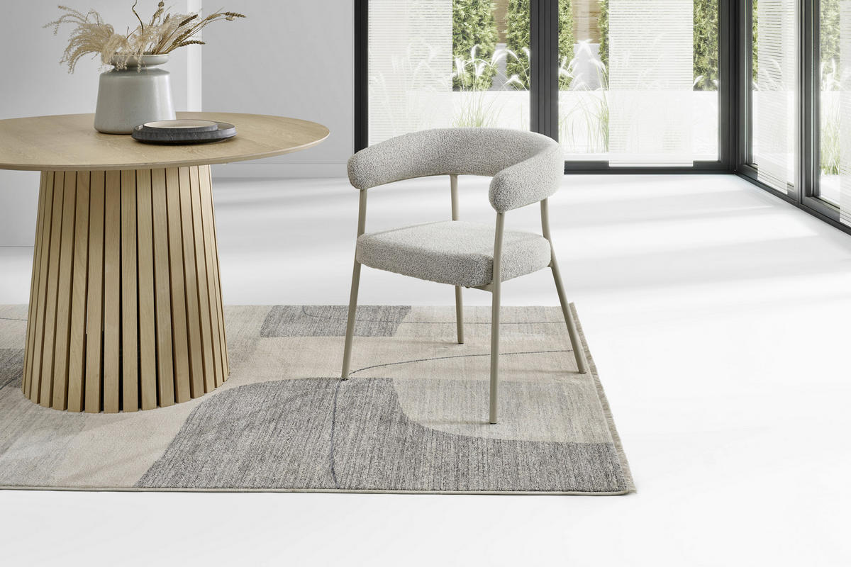 ŽIDLE S PODRUČKAMI, železo, tkaná látka, krémová, šedá - šedá/krémová, Moderní, kov/textil (60/75/55cm) - MID.YOU