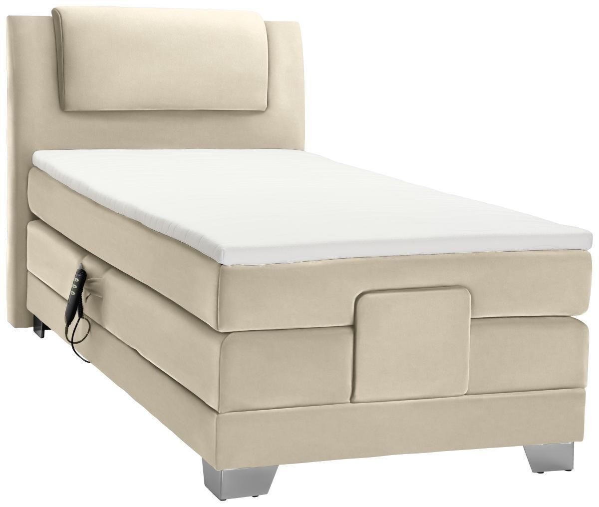 BOXSPRINGBETT 100/200 cm  in Hellbraun  - Hellbraun/Silberfarben, KONVENTIONELL, Kunststoff/Textil (100/200cm) - Esposa