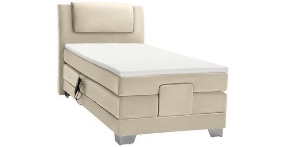 BOXSPRINGBETT 100/200 cm in Hellbraun - Hellbraun/Silberfarben, KONVENTIONELL, Kunststoff/Textil (100/200cm) - Esposa