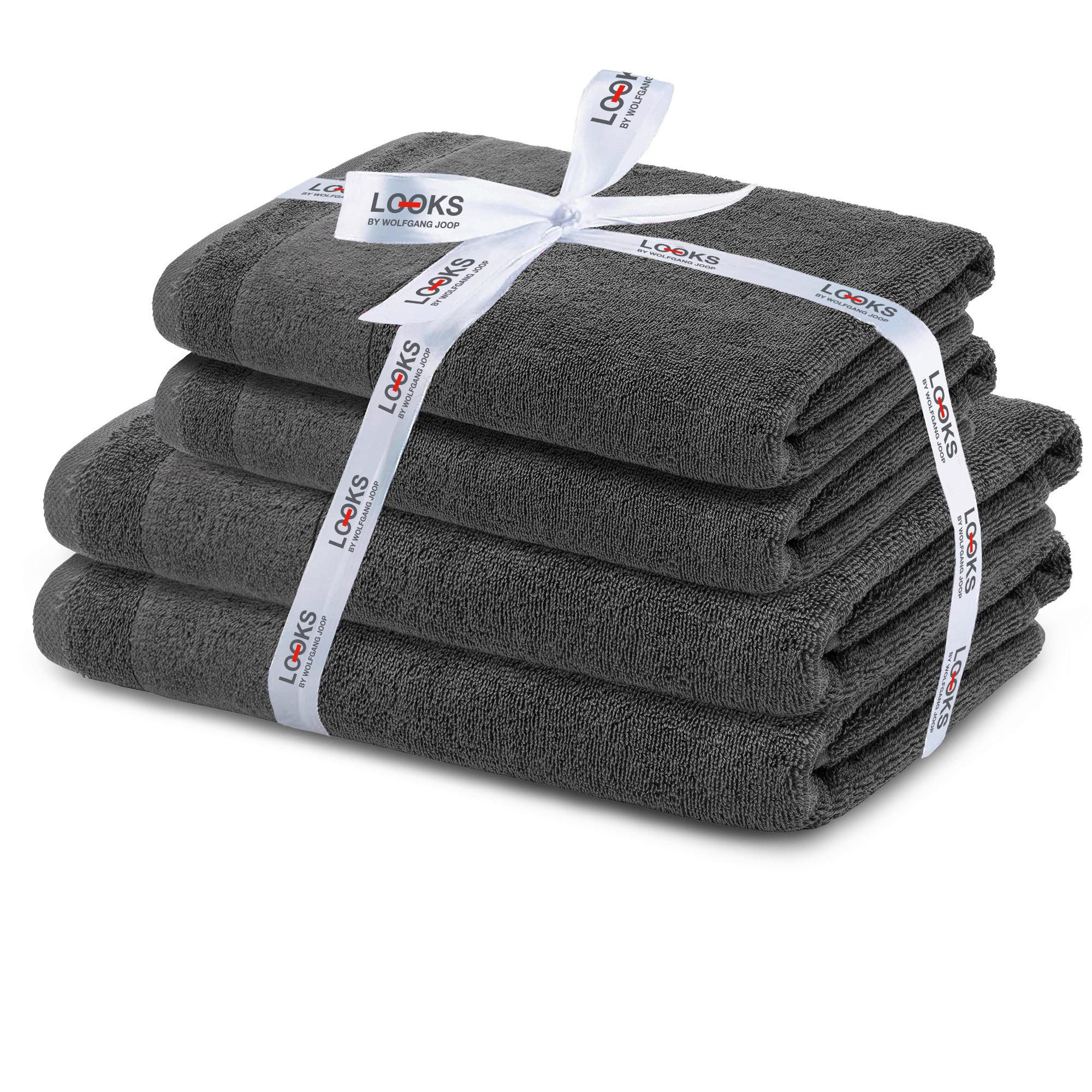 FROTTIERSET LOOKS by Wolfgang Joop Anthrazit 4-teilig  - Anthrazit, Design, Textil (50x100/70x140cm) - LOOKS by W.Joop