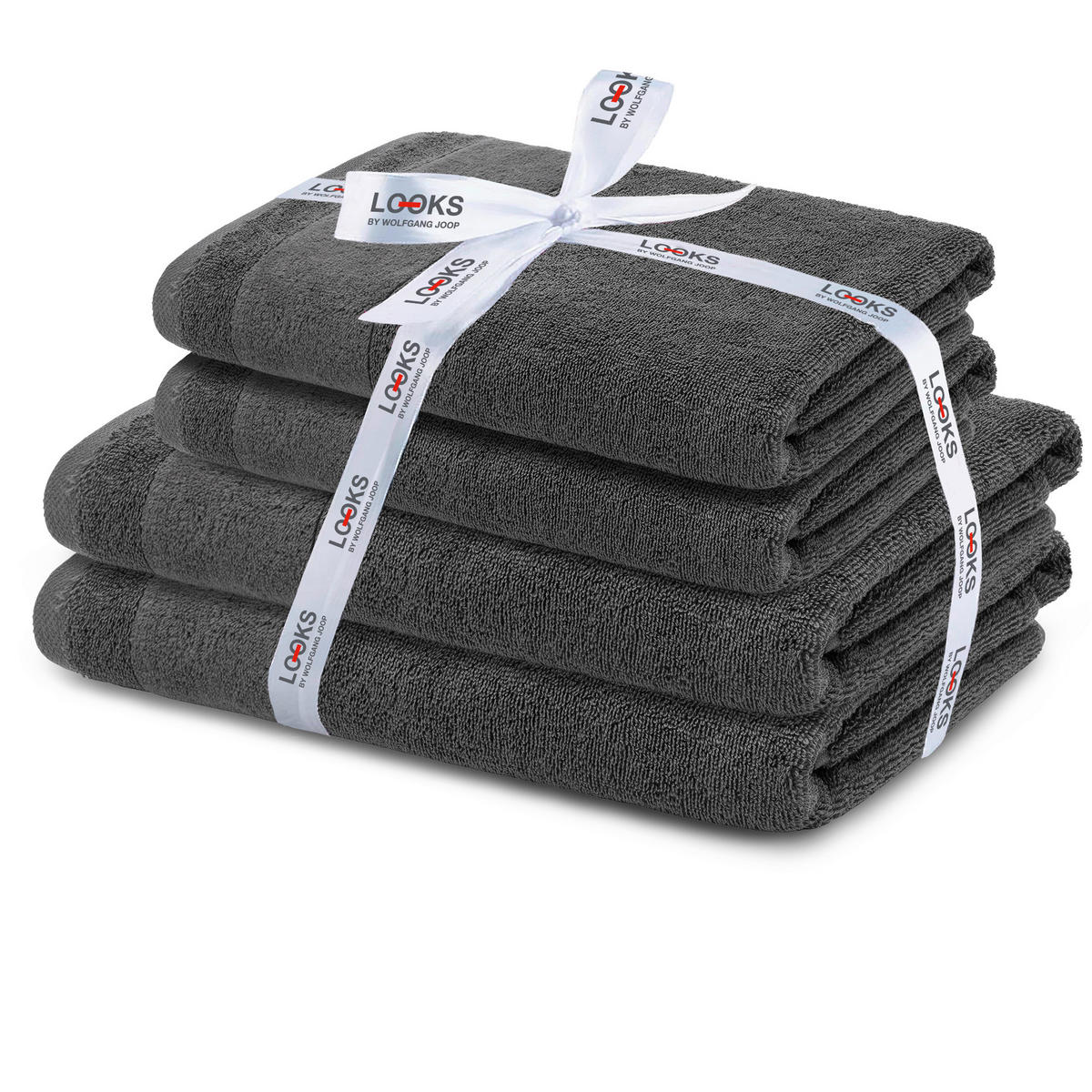 FROTTIERSET LOOKS by Wolfgang Joop Anthrazit 4-teilig  - Anthrazit, Design, Textil (50x100/70x140cm) - LOOKS by W.Joop