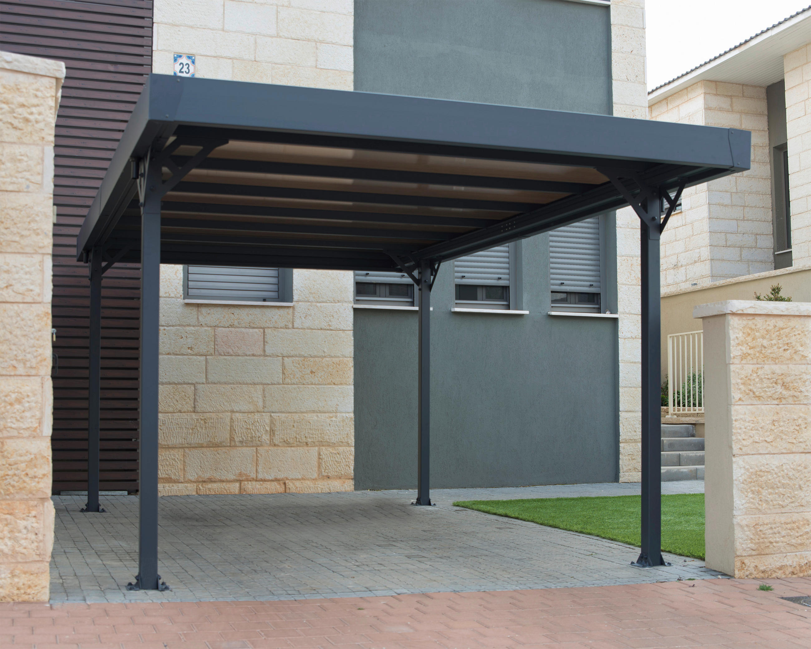 CARPORT Aluminium  - Anthrazit, Basics, Kunststoff/Metall (497/293/224cm)