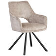 ARMLEHNSTUHL  in Eisen Teddystoff  - Taupe/Schwarz, Design, Textil/Metall (60/85/63cm) - Ambia Home