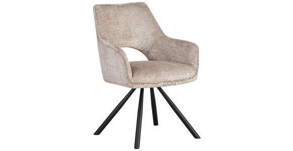 ARMLEHNSTUHL in Eisen Teddystoff - Taupe/Schwarz, Design, Textil/Metall (60/85/63cm) - Ambia Home