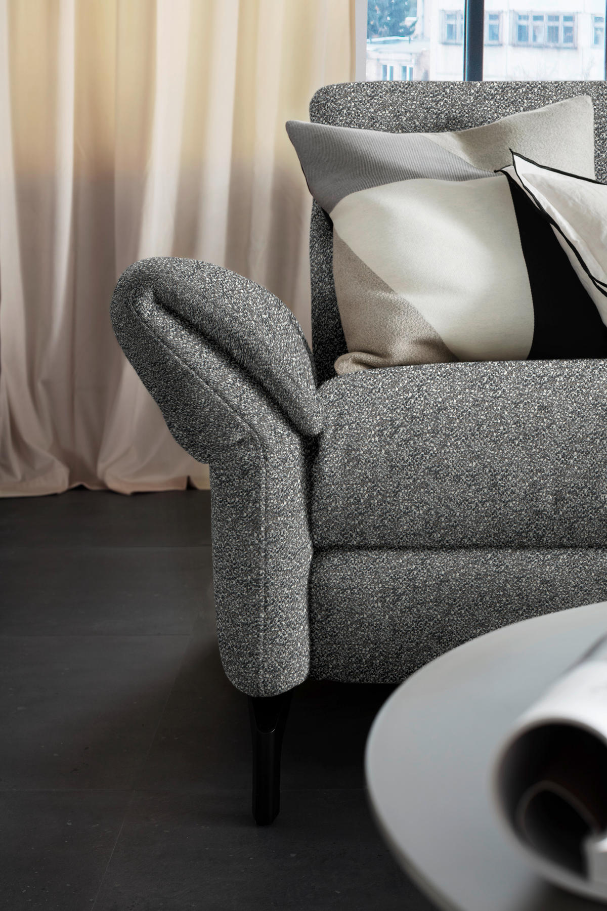 ECKSOFA in Chenille Grau  299/187 cm  - Schwarz/Grau, Design, Textil/Metall (299/187cm) - Schöner Wohnen