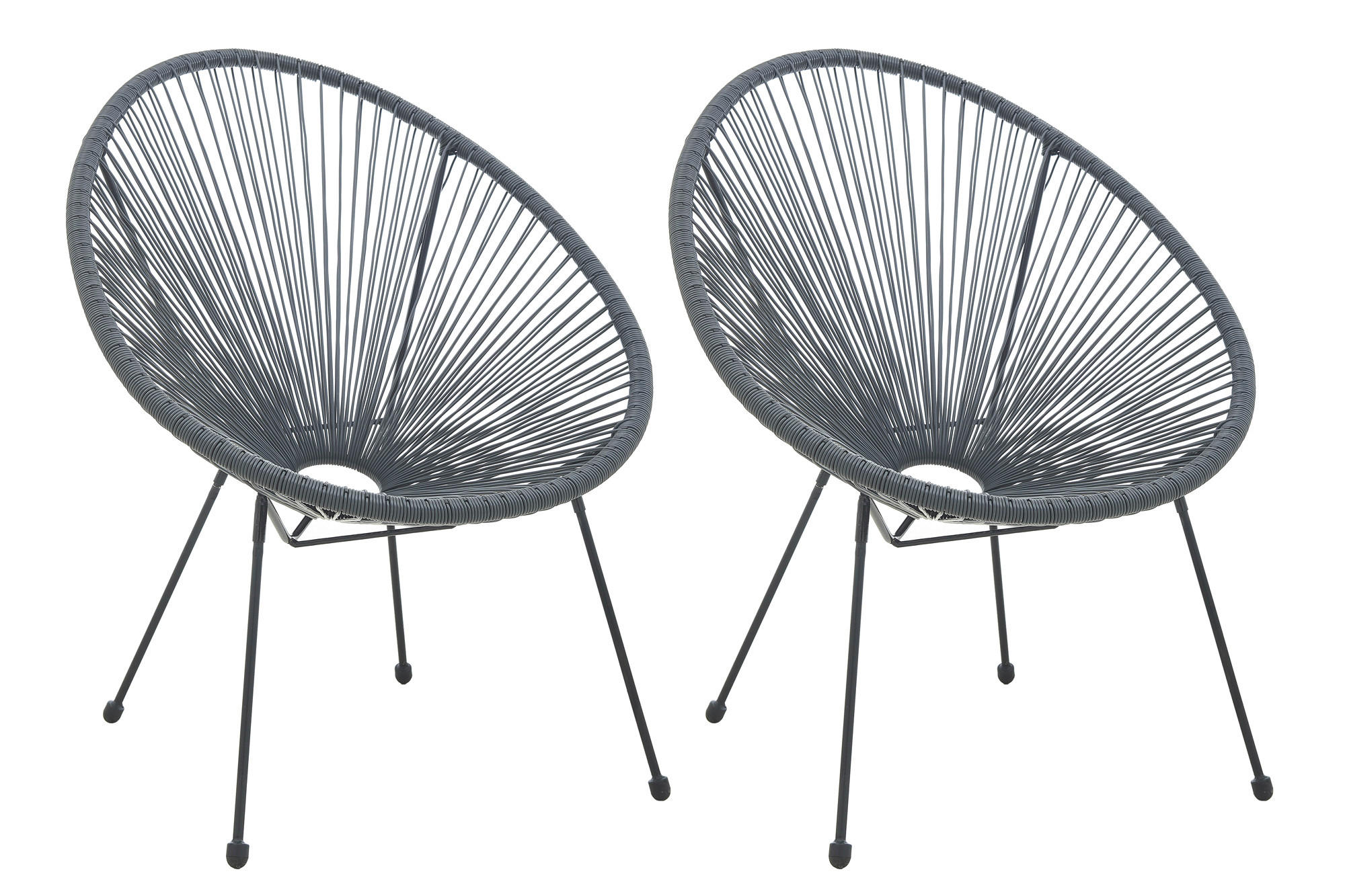 GARTENSTUHL-SET Metall, Kunststoff Grau  - Schwarz/Grau, Design, Kunststoff/Metall (73/88/73cm) - Livetastic