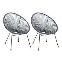 GARTENSTUHL-SET Stahl Grau  - Schwarz/Grau, Design, Kunststoff/Metall (73/88/73cm) - Livetastic