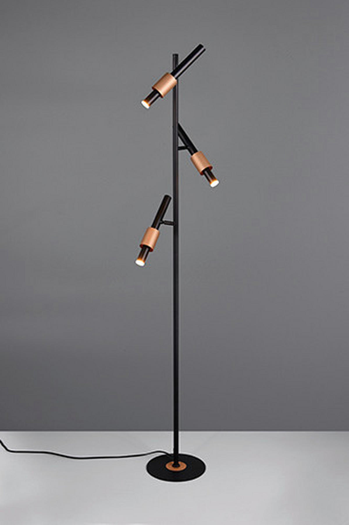 LED-STEHLEUCHTE - Schwarz/Braun, Basics, Metall (23/150cm) - Trio Leuchten