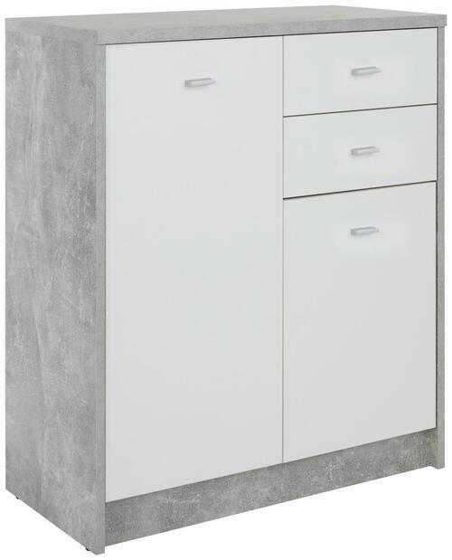 KOMODA   74/85,4/34,6 cm   siva, bijela  - bijela/siva, Moderno, drvni materijal/plastika (74/85,4/34,6cm) - Modern Living