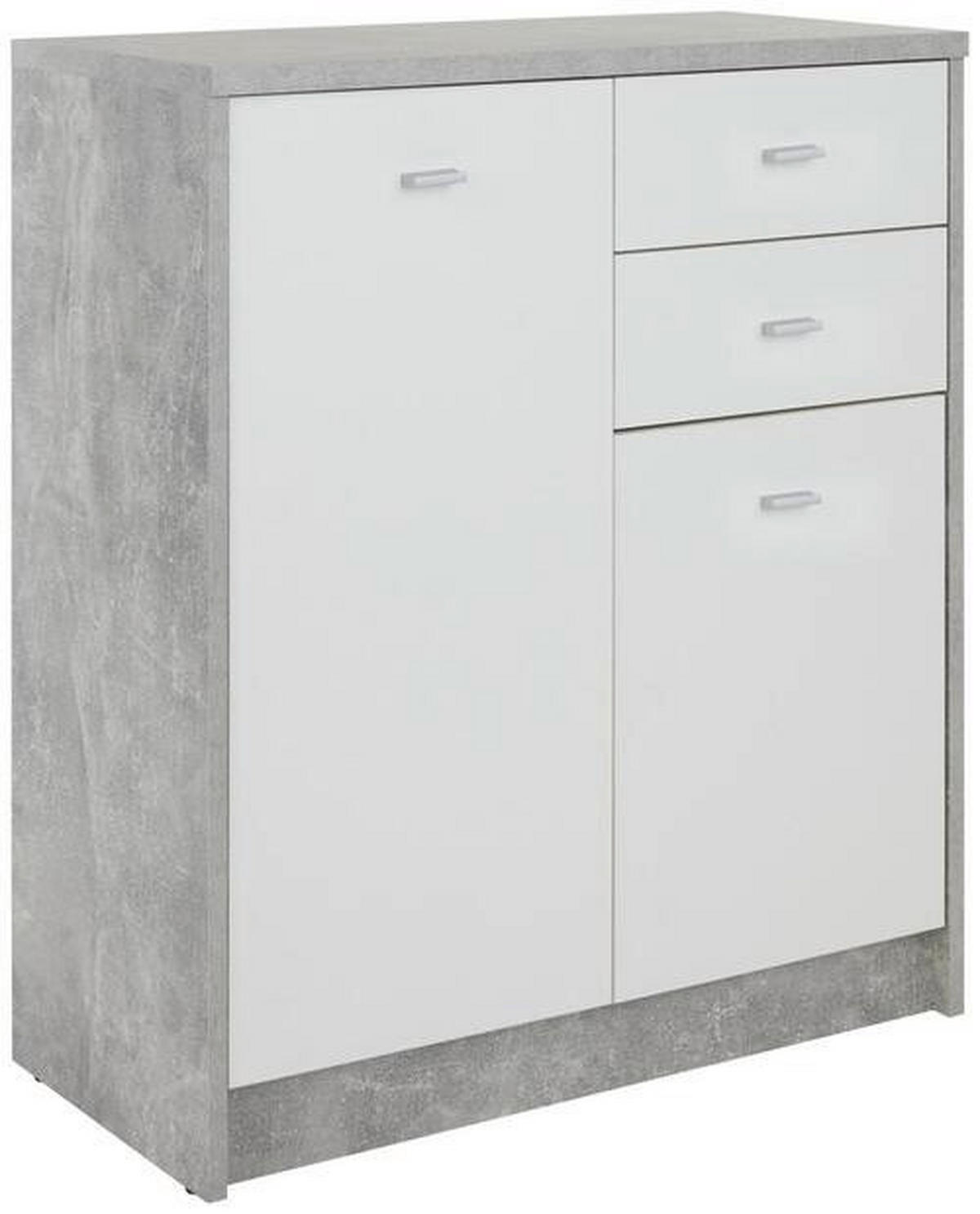 KOMODA   74/85,4/34,6 cm   siva, bijela  - bijela/siva, Moderno, drvni materijal/plastika (74/85,4/34,6cm) - Modern Living