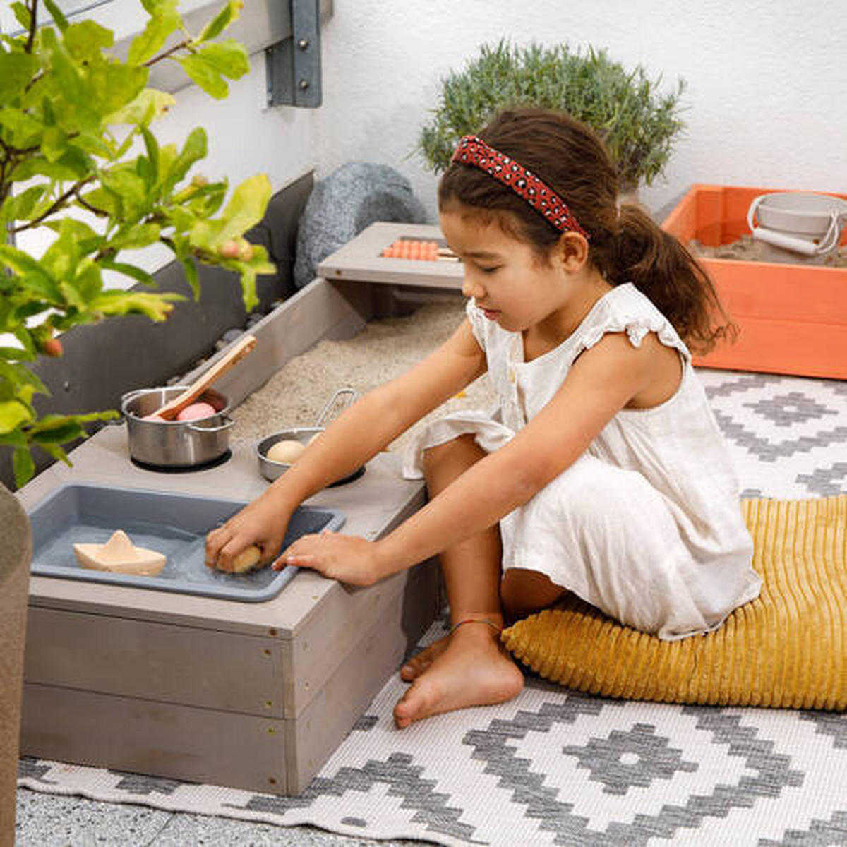 SANDKASTEN 150/90/20 cm  - Orange/Grau, Basics, Holz (150/90/20cm) - MUDDY BUDDY