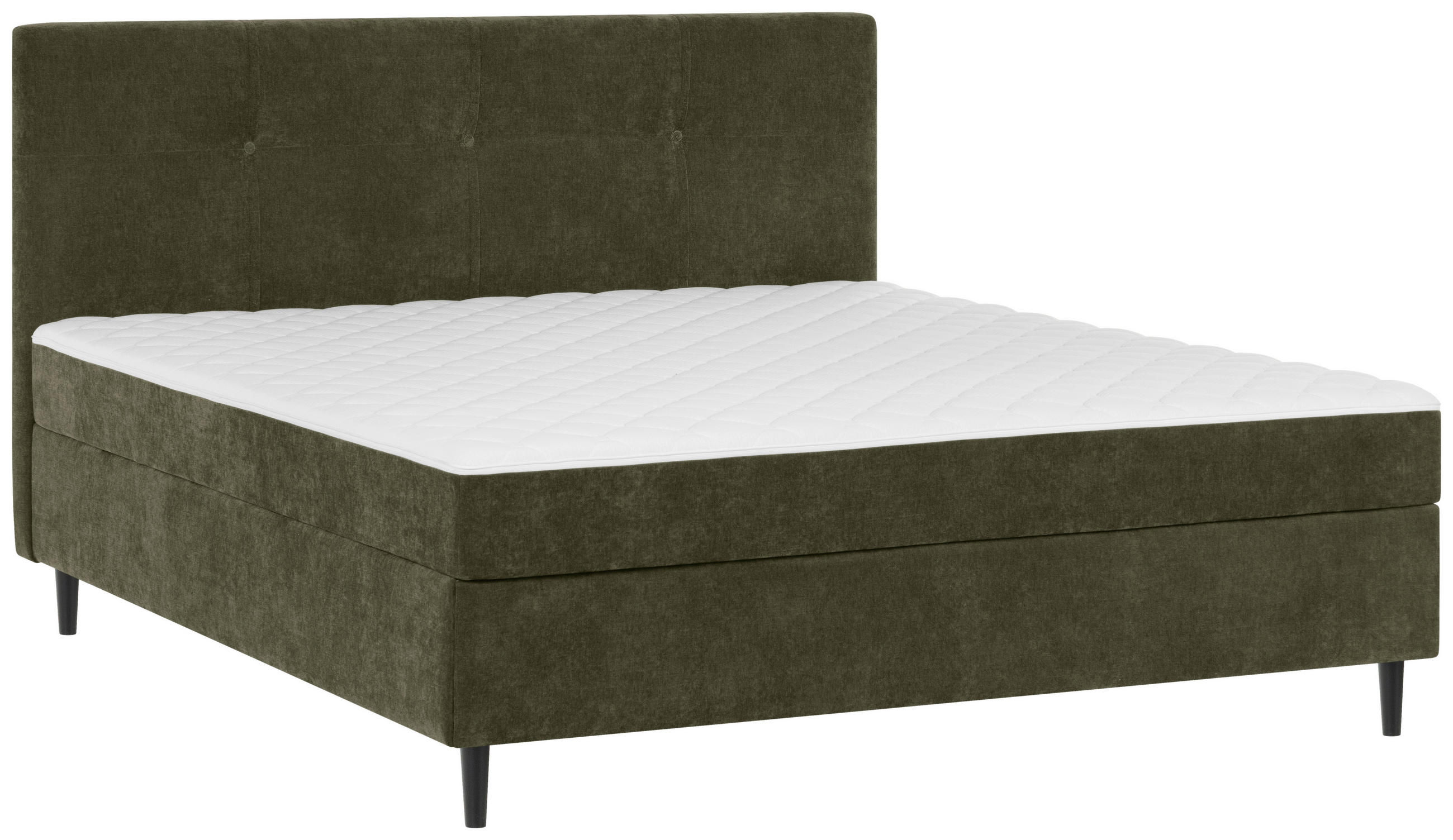 BOXBETT 180/200 cm,  in Khaki, H3 + H3 = fest  - Khaki/Schwarz, Konventionell, Holz/Textil (180/200cm) - Carryhome