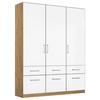 DREHTÜRENSCHRANK 136/197/54 cm 3-türig Eiche Artisan, Weiß Hochglanz  - Chromfarben/Weiß Hochglanz, MODERN, Holzwerkstoff/Kunststoff (136/197/54cm) - Rauch Möbel
